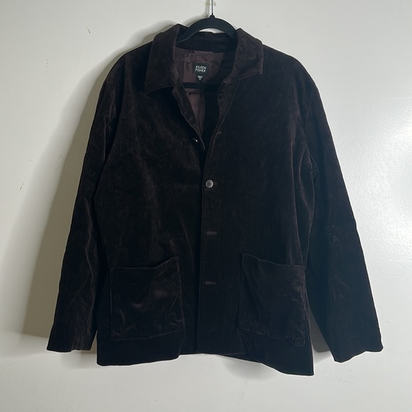 Eileen fisher brown corduroy jacket sizeM office work wear business mini - Picture 4 of 9